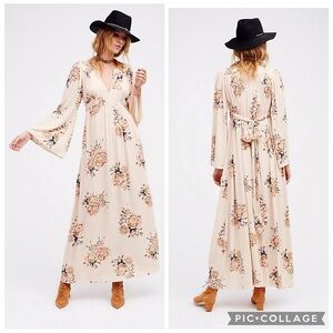 Free People Wild Laurel Cream Multi Floral Boho Maxi Dress